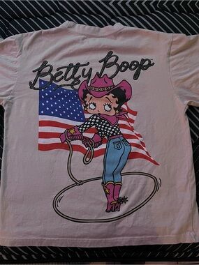 Betty Boop Pink Tee with Western Cowboy Graphic